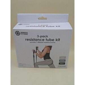 Series-8 Fitness 3-Pack Resistance Tube Kit 7 Levels Home Gym Workout Bands